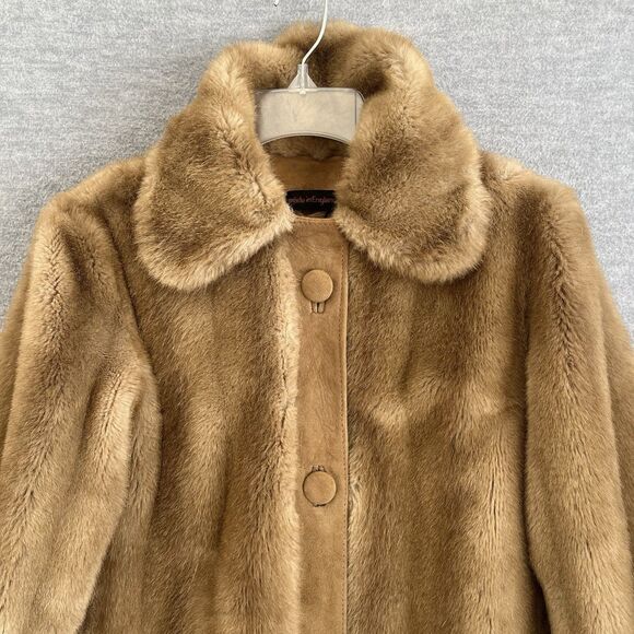 Tissavel France Faux Fur & Suede Coat S/M Luxury Old Money Chic England Vtg 70s - Picture 10 of 14